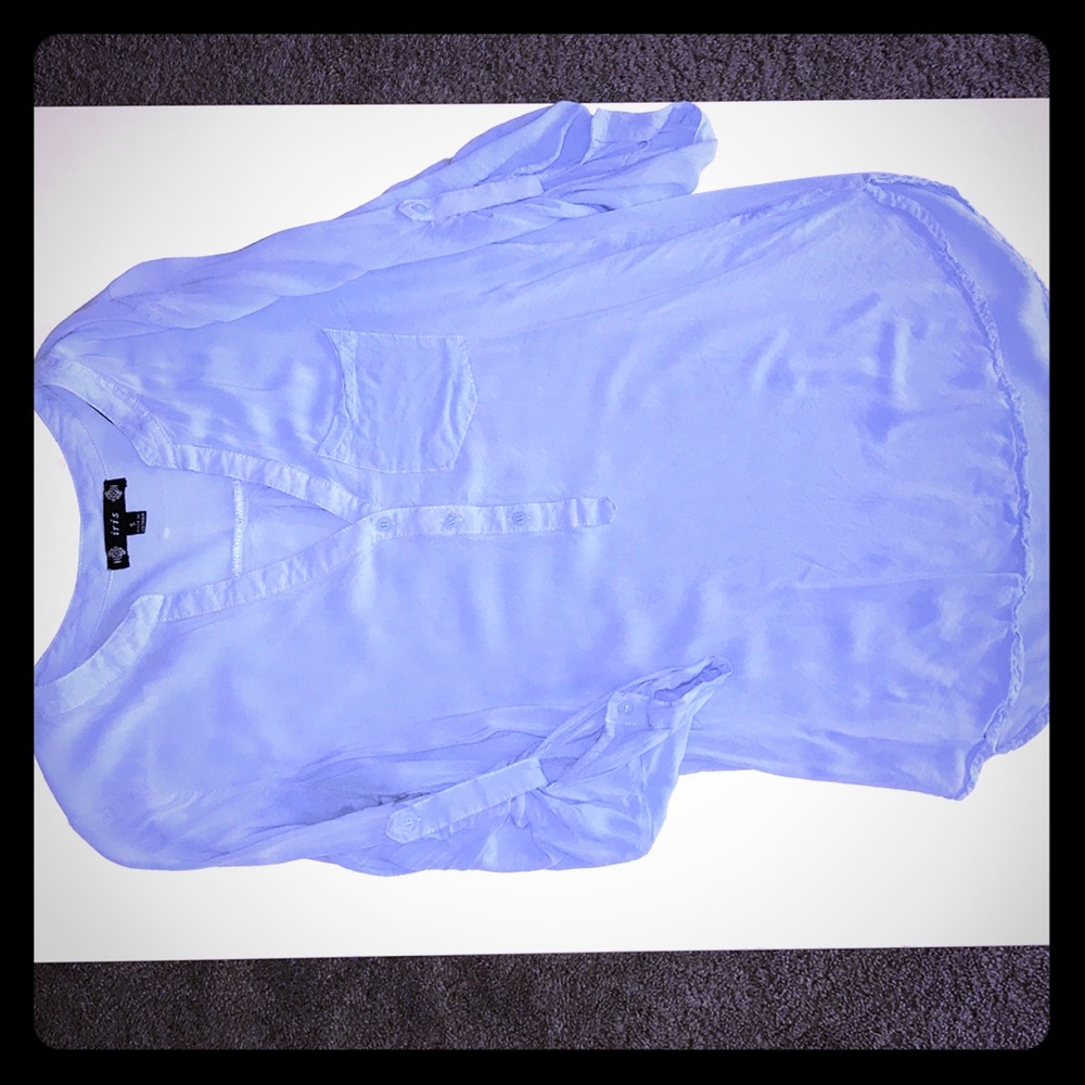 Light blue semi buttoned blouse